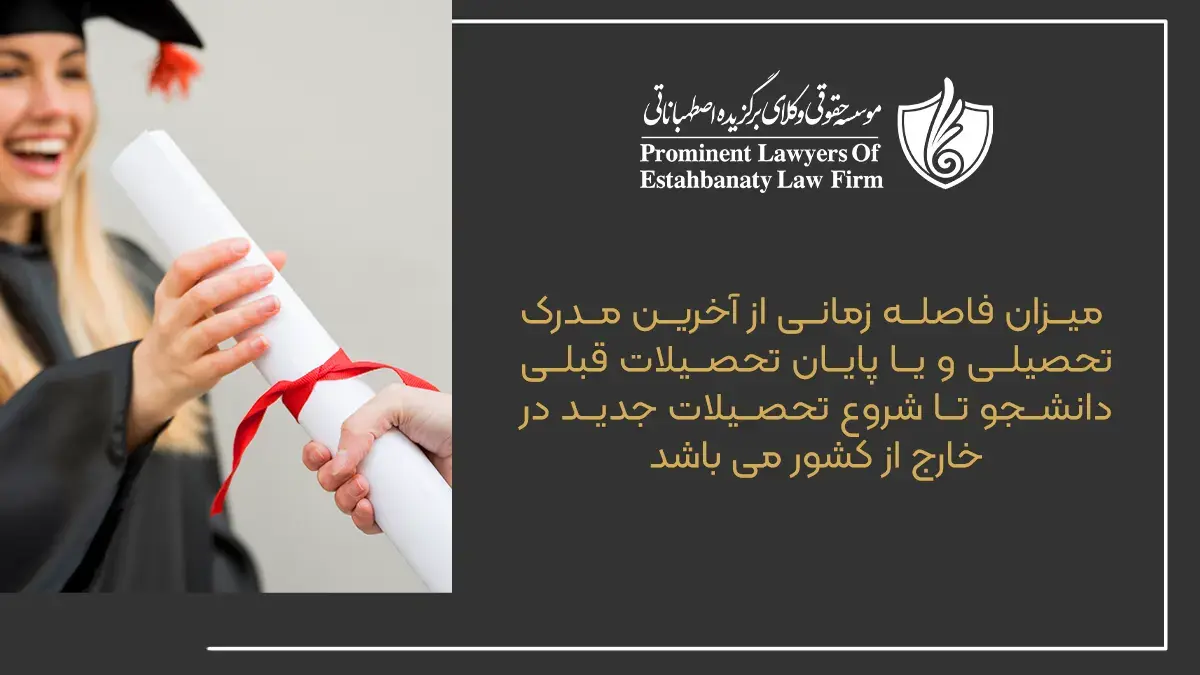 میزان فاصله زمانی از آخرین مدرک تحصیلی و یا پایان تحصیلات قبلی دانشجو تا شروع تحصیلات جدید در خارج از کشور می باشد