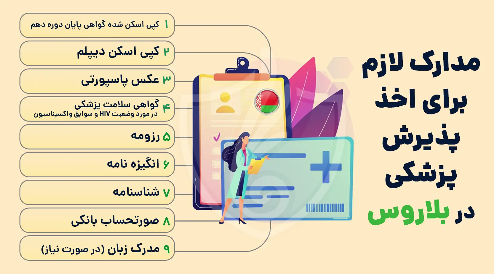 مدارک لازم برای اخذ پذیرش پزشکی در بلاروس