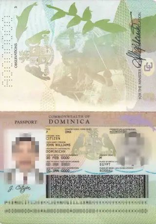 نمونه پاسپورت دومنیکا
