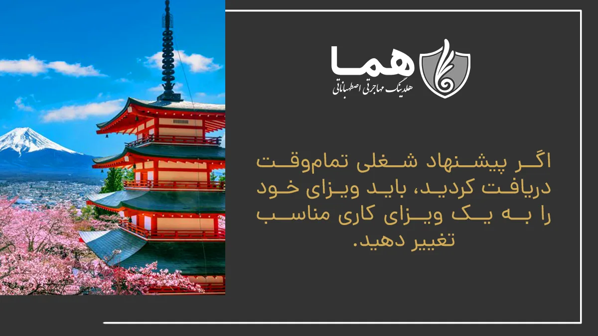 اگر پیشنهاد شغلی تماموقت دریافت کردید، باید ویزای خود را به یک ویزای کاری مناسب تغییر دهید.